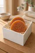 Sweet Essence Gift Box by SOAPHERA containing two handmade Mango and Vanilla natural soap bars wrapped in kraft paper