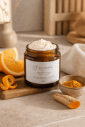 SOAPHERA Pure Body Butter Sweet Orange in a jar, a natural brightening body butter with turmeric and sweet orange, handmade in the UK

