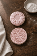 Pink French Clay sensitive natural soap bar by SOAPHERA, handmade in the UK to calm redness and soothe couperose and rosacea prone skin
